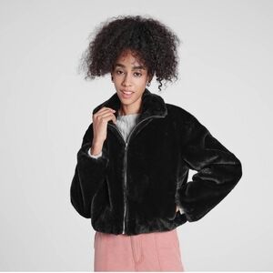 Wild Fable Women's Black Teddy Jacket/Coat Faux Fur NWOT